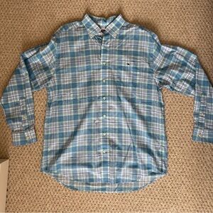 Vineyard Vines Light Blue and Green Plaid Shirt
